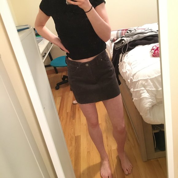 Olive Green BDG Corduroy Skirt - Picture 1 of 3